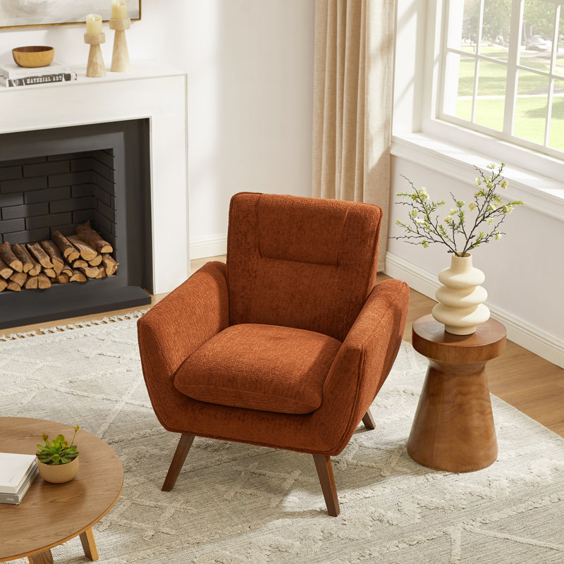 Robertia 32.68" W Upholstered Tufted Armchair, Orange Fabric