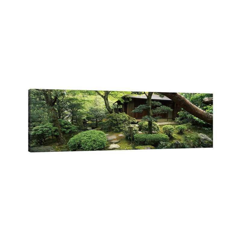 Temple in a Garden, Yuzen-En Garden, Chion-In, Higashiyama Ward, Kyoto, Kyoto Prefecture, Kinki Region, Honshu, Japan 1 Piece Wrapped Canvas Panoramic Wall Art