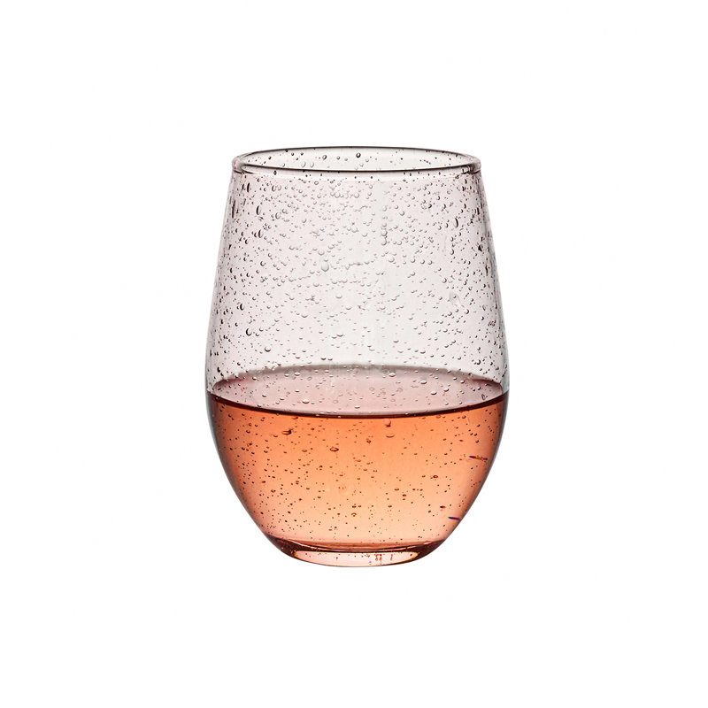 Provence Stemless Wine Glass, Clear/Blush