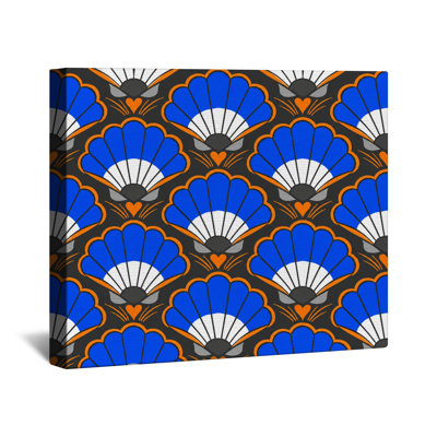 Blue Orange Fan Motif Canvas Gallery Wrap in Many Sizes