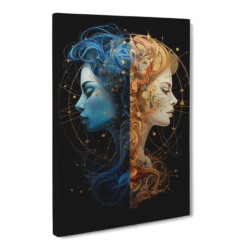 Gemini Zodiac Modern No.2 - Wrapped Canvas, 60cm H x 40cm W x 3cm D