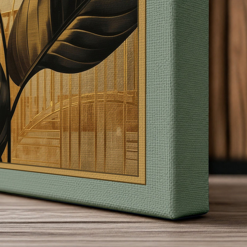 Veined Leaves Study Botanical - Wrapped Canvas, 24x16 - 61.0 x 40.6 cm, Sage Border