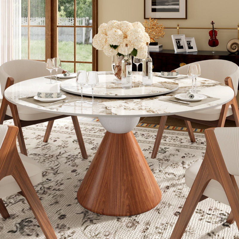 Table de salle à manger Mid-Century, 29.53"H x 53.15"L x 53.15"W, Ambre