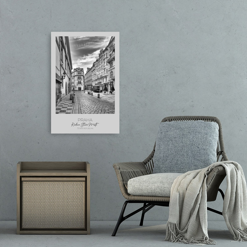 Old Town Prague Street Dramatic Abstract Contemporary Architecture City Wall Art Print 1 Piece Wrapped Canvas Wall Art