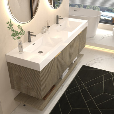 Ensemble de meuble-lavabo mural Moreno Stella avec portes et tiroir intérieur