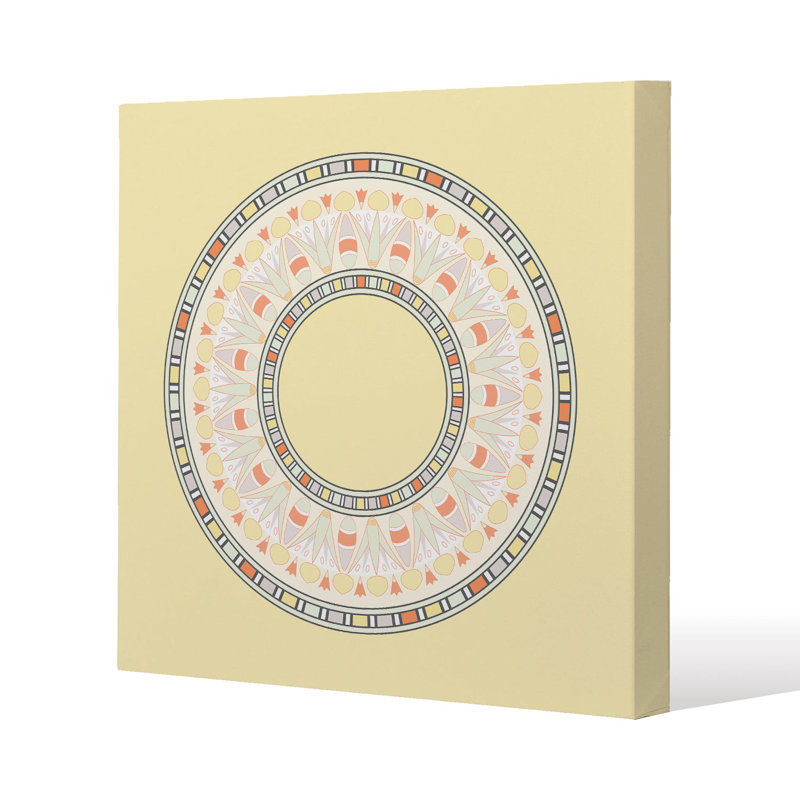 Circle Ornament. Round Frame Slim Style Canvas Print , 15mm Slim Real wood., 30 cm H x 30 cm W