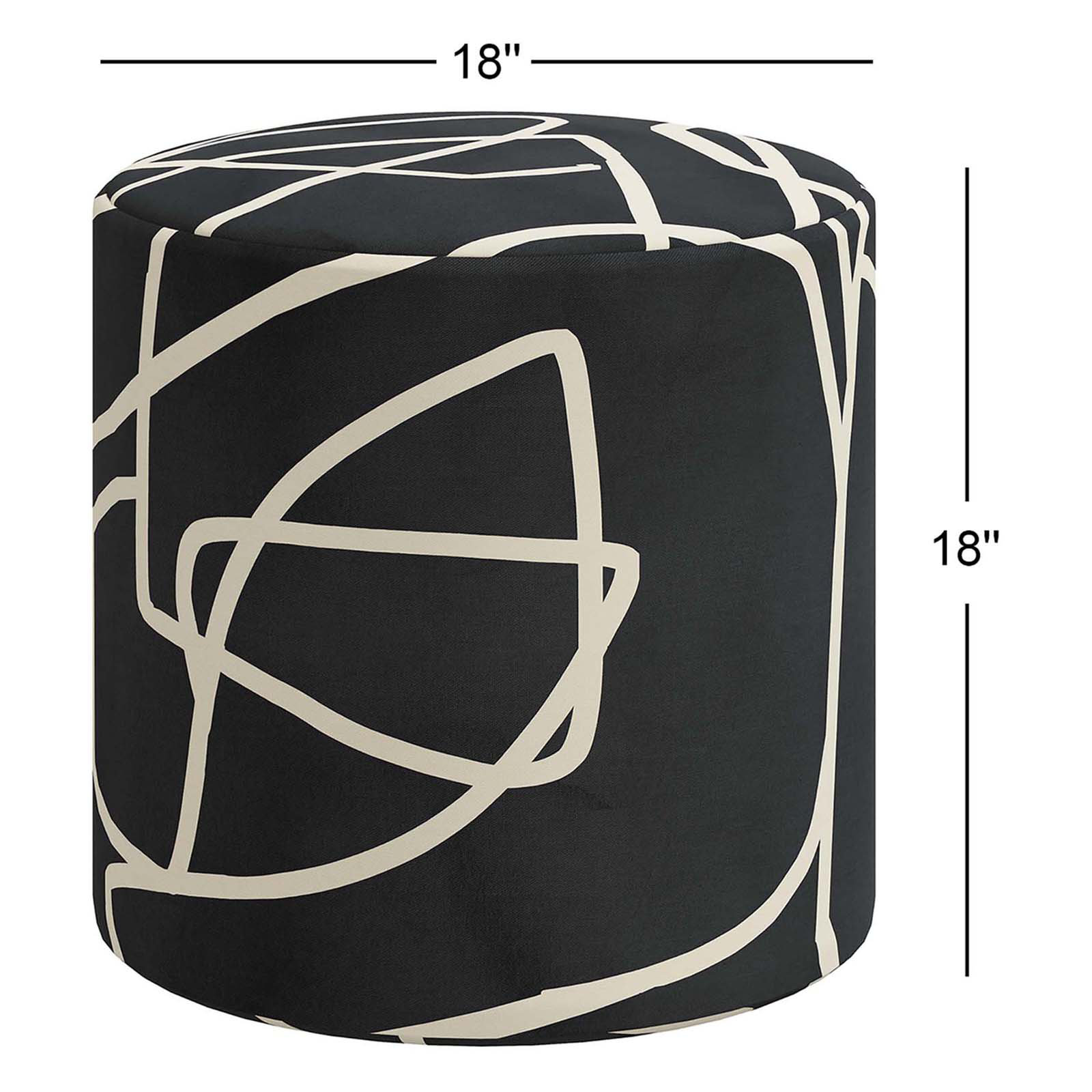 Orlando 18" Ottoman, Mona Abstract Black