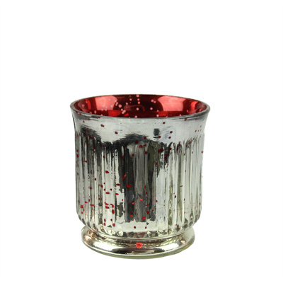 Porte-bougies décoratives en verre mercurisé côtelé 3,25 po