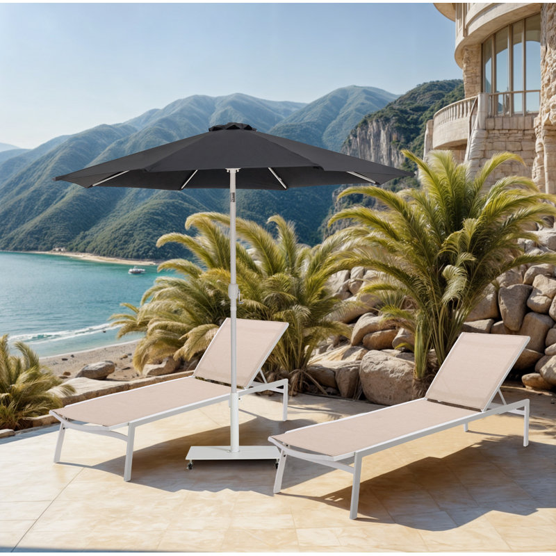 Parasols de patio en tissu Chavelle, Blanc, Noir