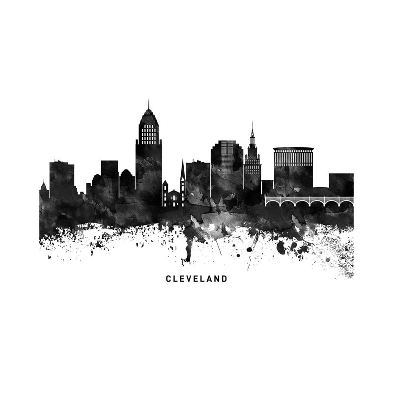 Cleveland Skyline by WallDecorAddict - Wrapped Canvas Gallery-Wrapped Canvas Giclée, 66.04 cm H x 45.72 cm W