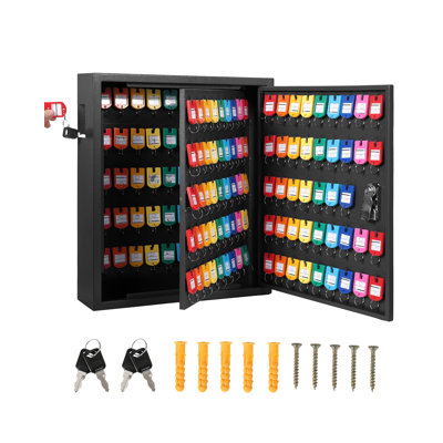 Heavy Duty Steel Key Cabinet Organizer with Lock – 133 Numbered Hooks, Colored Tags, Secure Wall Mounted Key Storage Box for Home, Office, Hotel, Garage – Black, 133 Guns