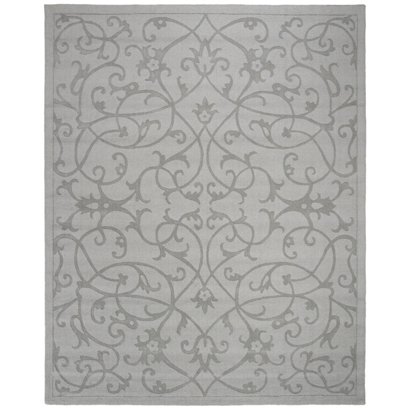Tapis gris en laine tissé à la main et à plat Soukup, Rectangle 7 pi 6 po x 9 pi 6 po