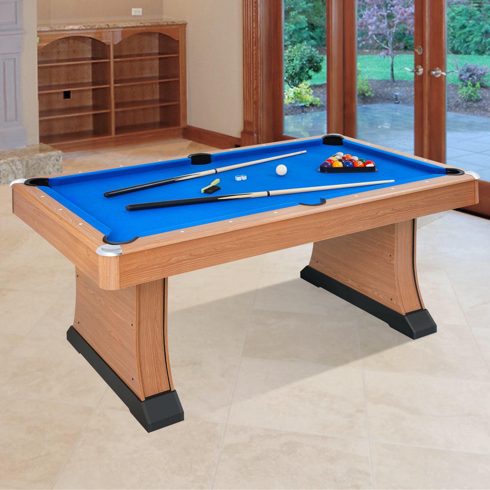 RayChee Raychee 6 ft. Pool Table with Leg Levellers - Brown with Blue ...