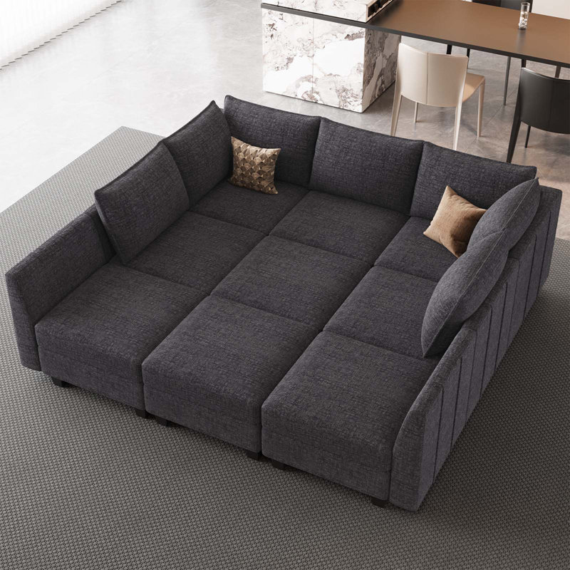Uthyr Chenille Oversized King Sofa Bed Storage Sleeper Convertible U Shaped L Shaped Couch Modular Sectional Sofa With Detachable Washable Cushion