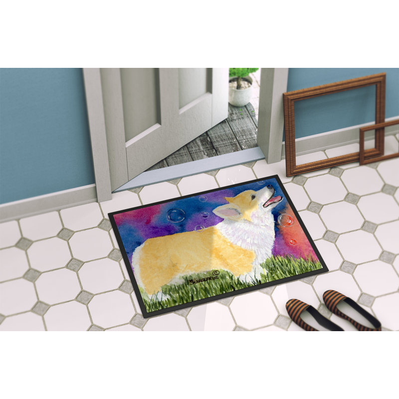 Tapis de porte d’intérieur anti-dérapant corgi, Rectangle 2 pi x 3 pi