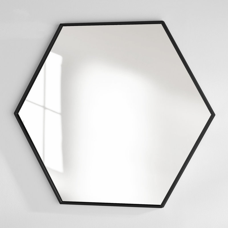 Sabine Metal Hexagon Wall Mirror, Black, 32" x 38"