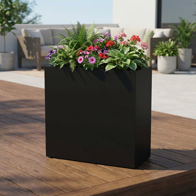 Jardinières rectangulaires en métal pour plantes d'extérieur