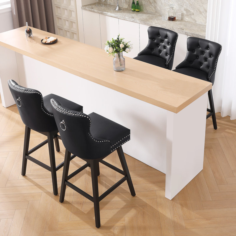 Tabouret pivotant Timm, Tabouret de comptoir (siège d'une hauteur de 26 p, Noir