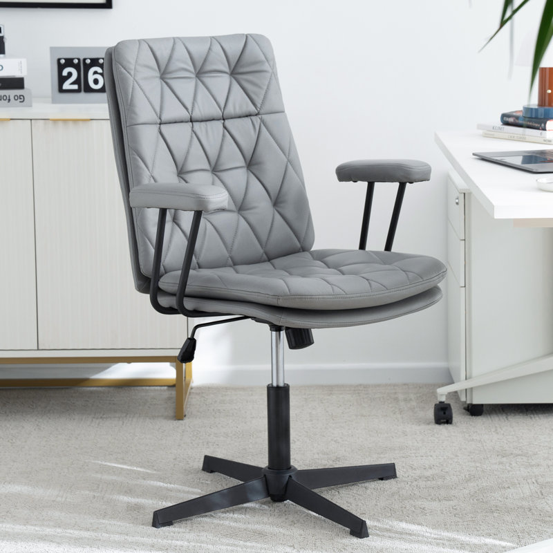 Fauteuil de direction en cuir avec accoudoirs, Gris