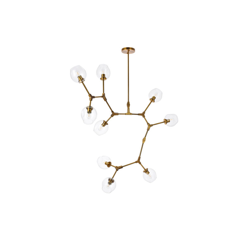 Lustre linéaire moderne Spoutnik à 7 lumières Spinks, 60", Noir, 9 lumières