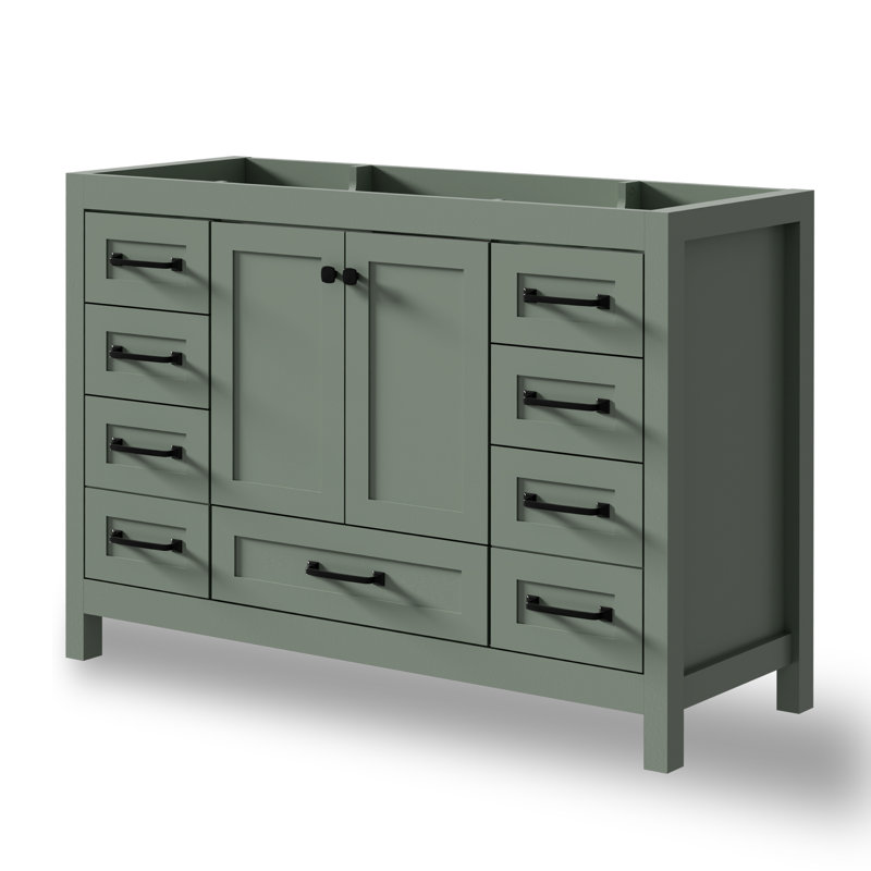 Base de meuble-lavabo simple 48 po moderne seulement, lavabo non inclus, Gris, Noir