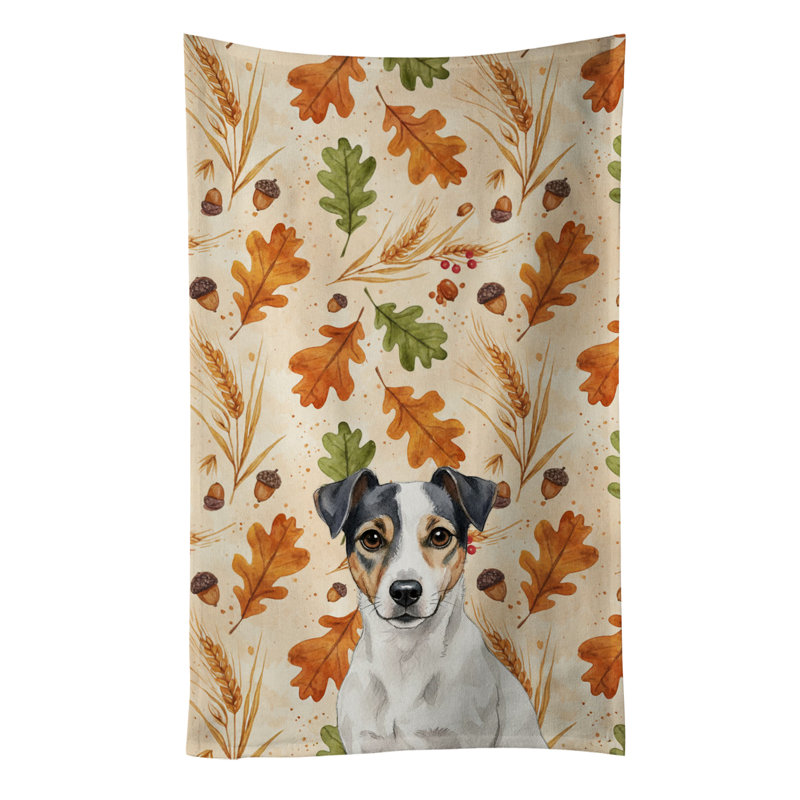 Serviette de cuisine blanche et noire Jack Russell Terrier Heirloom, White and Black Jack Russell Terrier