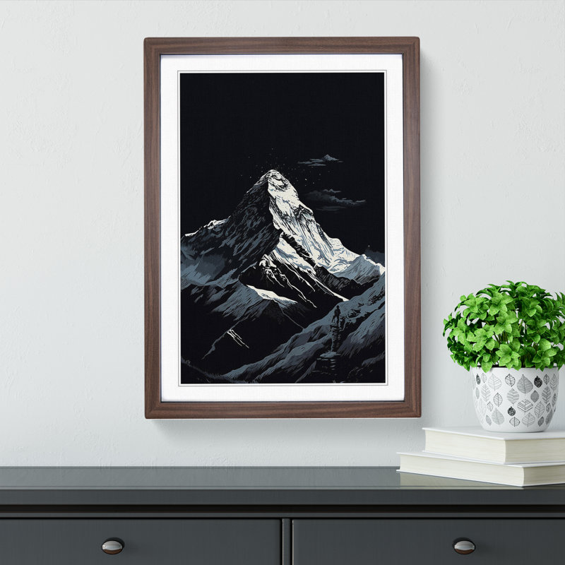 Mount Everest Line - Framed Print, 64cm H x 46cm W x 2cm D, Walnut Framed