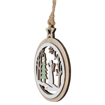 Ornement de Noël 4,25 "en bois ange et pin