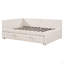 Lit de jour rembourré en L pleine grandeur avec lit gigogne escamotable double et ports USB