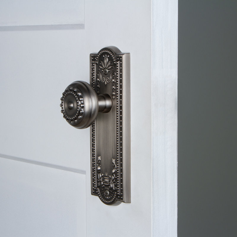 Grandeur Parthenon Plate Single Dummy with Parthenon Door Knob, Antique Pewter
