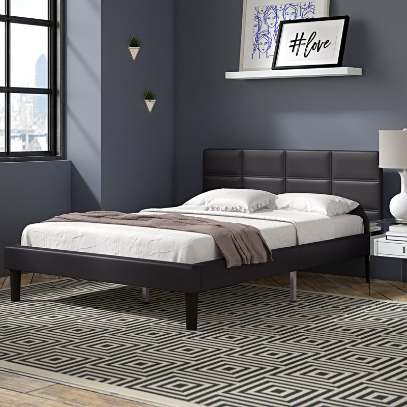 Upholstered Bed, Full, Black
