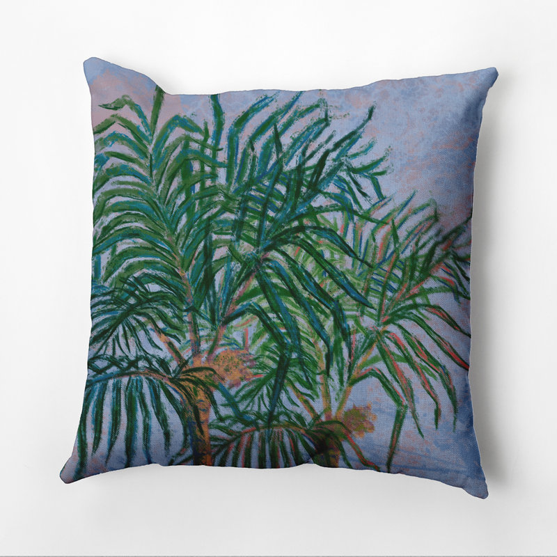 Palmiers Coussin décoratif, Bleu foncé, H 20 po x l 20 po