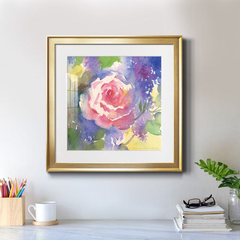 «Margot's Rose II» par J Paul, reproduction d'art sur papier encadrée, Papier encadré doré, H 17,5 po x l 17,5 po x P 1,5 po