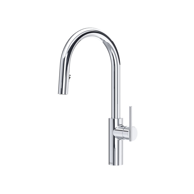Lateral Pull-Down Kitchen Faucet With C-Spout, Chrome