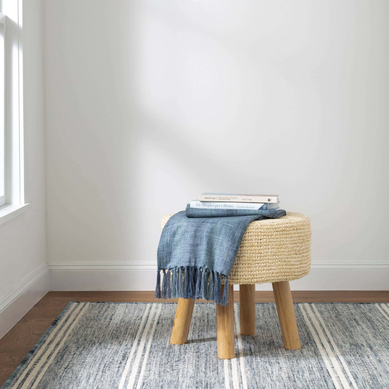 Malta Handwoven Wool Rug, Blue, Runner 2'6" x 8'
