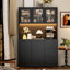 Garde-manger 70,9 po avec lumières DEL et station de charge, tablette à micro-ondes Satavia