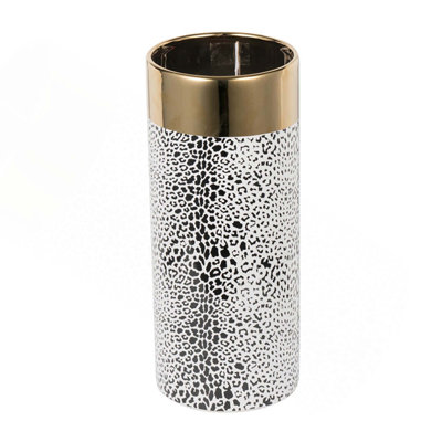 Ceramic Vase With Large Golden Bottle Neck