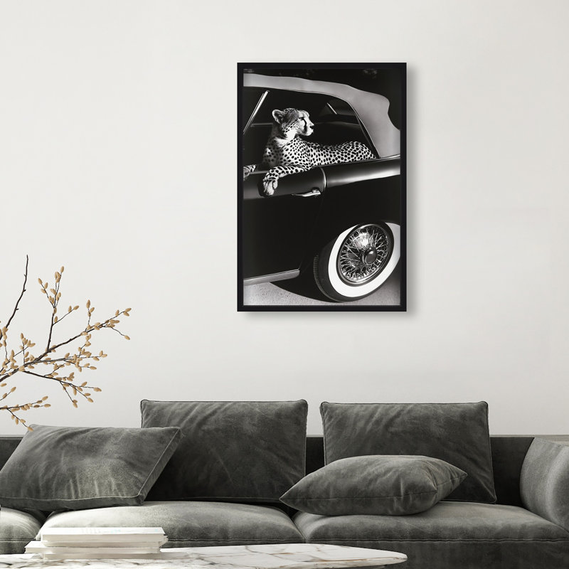 Oliver Gal Convertible Feline I Animals - Luxury Shadowbox Framed Wall Art, 38" H x 26" W, Black