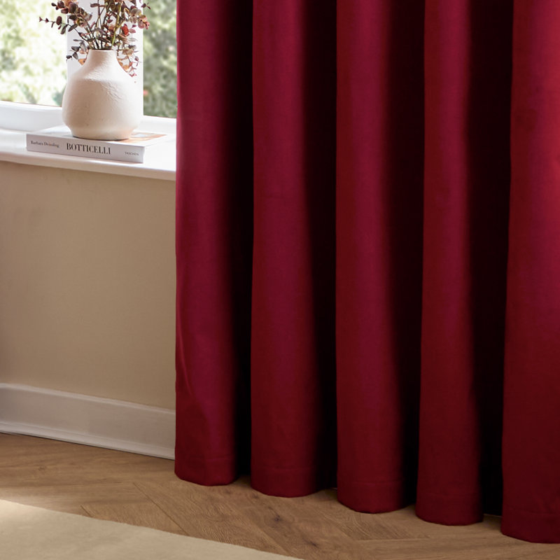The Ultimate Velvet Blackout Curtain Panel Pair, Red, 229cm Width x 229cm Drop