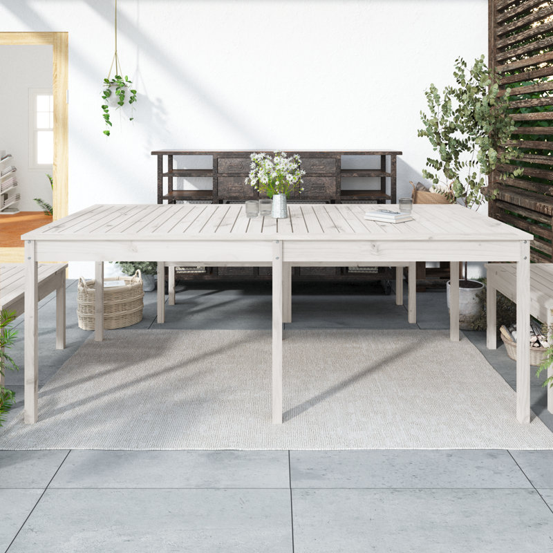 Josephville Rectangular Pine Outdoor Dining Table , cm W cm D, 29.92" H x 39.37" W x 80.12" D, White