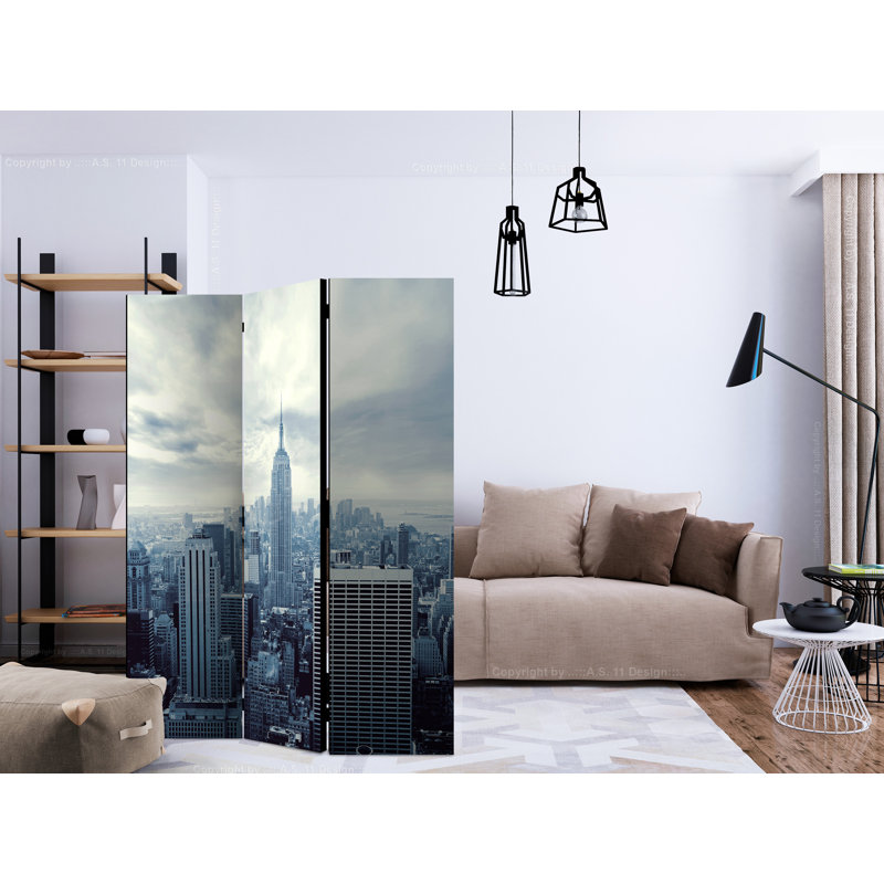 Hadari 135cm W x 172cm H 3 - Panel Solid Wood Folding Room Divider