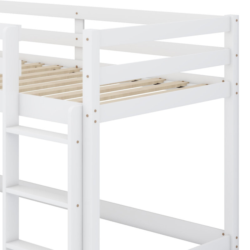 Lit superposé en bois avec échelle, Blanc
