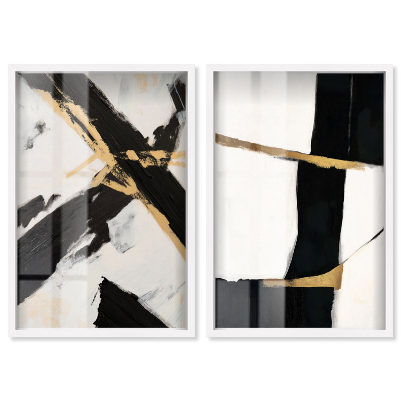 «Gilded Glam Night Set», reproduction de boîte-cadre minimaliste par Art Remedy, H 47 po x l 64 po, Blanc