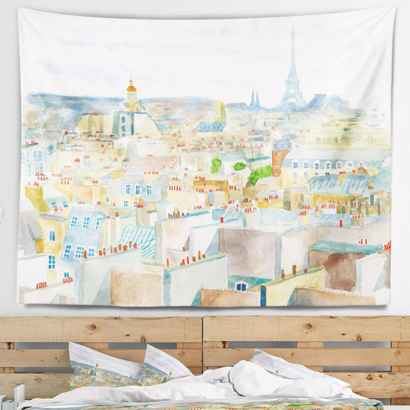 Tapisserie de la ville de paris Cityscape, H 68 po x l 80 po