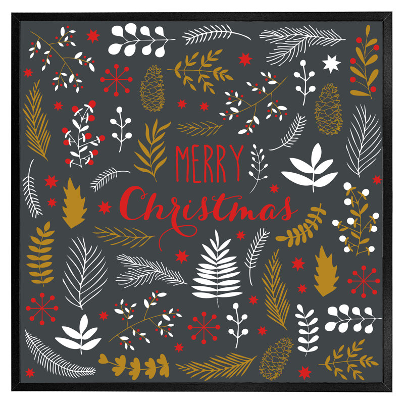 Tanan Merry Christmas Lettering - Single Picture Frame Print, Black, 31cm H x 31cm W x 4cm D