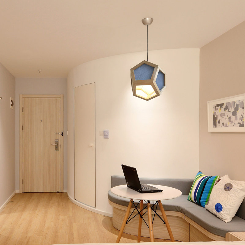 Belfiore 1 - Light Oil Geometric Pendant, Oak/Blue