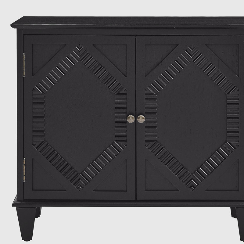 Retro Wooden Sideboard Buffet Cabinet with Storage, Accent Display Cabinets, Black