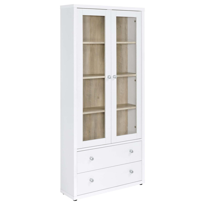 Vitrine à porte en verre moderne avec tablettes réglables, Blanc