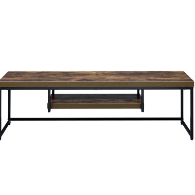 Industrial Weathered Oak And Black Tv Stand For Living Room, 60" 60-inch With Look