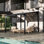 12 pi. L 10 pi. D Pergola d'extérieur en métal avec abri de jardin pour terrasse et toit incliné